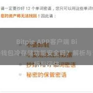 Bitpie APP客户端 Bitpie钱包冷存储功能安全吗？解析与评估