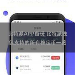 比特派APP备份 比特派钱包支持的所有稳定币一览